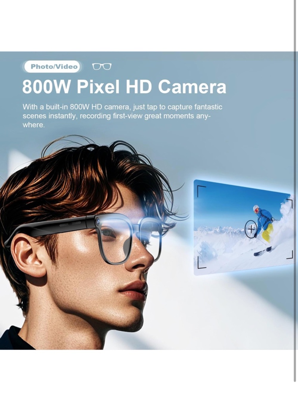 AI smart glasses with camera and audio 8MP HD camera glasses for men women - Picture 3 of 9